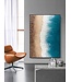 Pittura Ad Olio Dipinto a Mano 3D in Rilievo Cornice Nero 90x120cm Spiagga con Vere Pietre