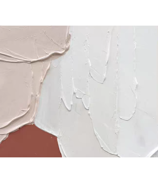 Peinture á l'Huile 100% Peint á La Main 3D Effect Relief Cadre Noir 90x120cm Art Abstrait Rose