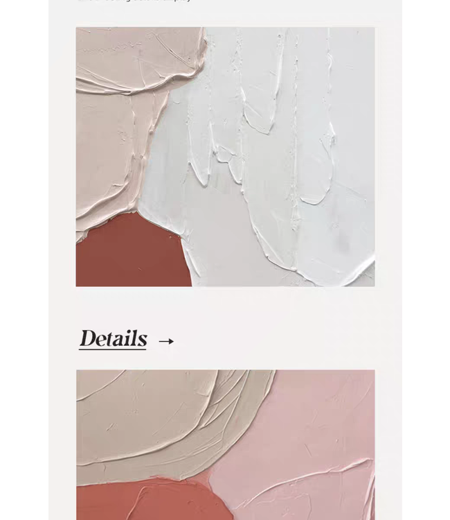 Peinture á l'Huile 100% Peint á La Main 3D Effect Relief Cadre Noir 90x120cm Art Abstrait Rose