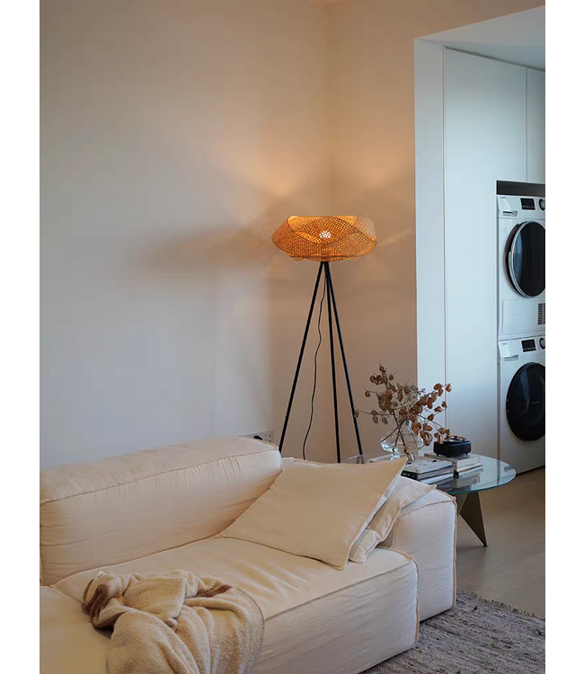 Bamboe Staande Lamp Handgemaakt - Kaia D55xH160cm