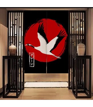 Fine Asianliving Noren Japoneses Grulla Sol Rojo An80xAl130cm