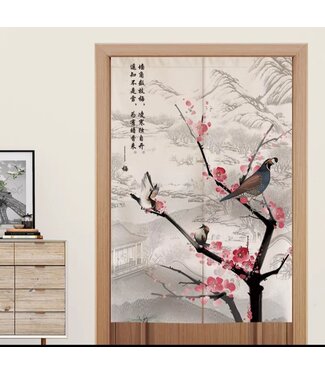 Fine Asianliving Japanese Noren Birds W80xH130cm