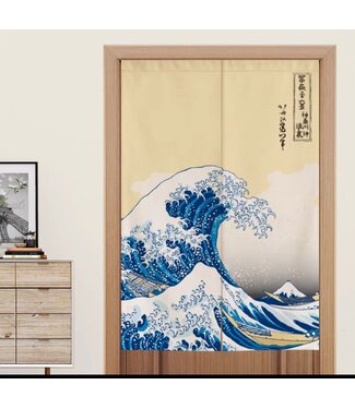 Fine Asianliving Japanese Noren The Great Wave Hokusai W80xH130cm