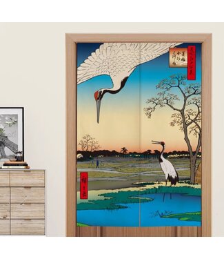 Fine Asianliving Noren Giapponese Cranes of Edo por Hiroshige L80xA130cm