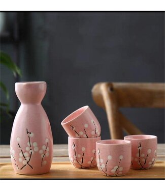 Fine Asianliving Sake Set in Confezione Regalo Rosa Fiori Fatto a Mano - Haruka Set/5