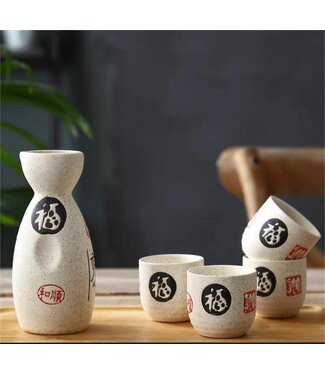 Fine Asianliving Juego de Sake en Caja de Regalo Blanco Blessing Hecho a Mano - Satoshi Juego/5