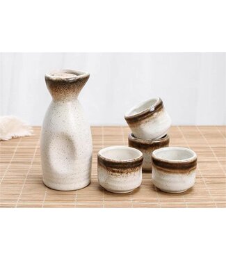 Fine Asianliving Sake Set Giftbox White Handmade - Hotaru Set/5