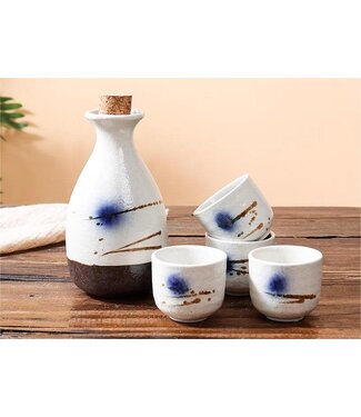 Fine Asianliving Sake Set Giftbox Wit Contemporary Handgemaakt - Tatsuya Set/5