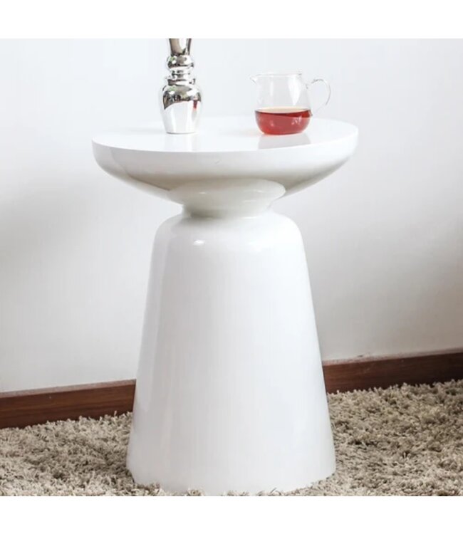 Keramik Hocker Weiß Handgefertigt - Galene D33xH46cm