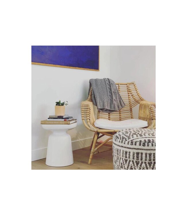 Tabouret Céramique Blanc Fait Main - Galene D33xH46cm