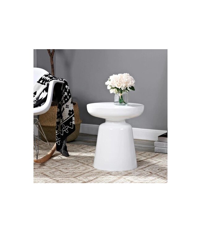 Sgabello in Ceramica Bianco Fatto a Mano - Galene D33xA46cm