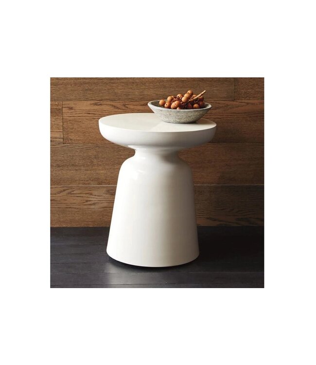 Tabouret Céramique Blanc Fait Main - Galene D33xH46cm