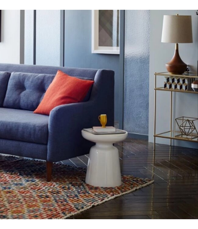 Tabouret Céramique Blanc Fait Main - Galene D33xH46cm