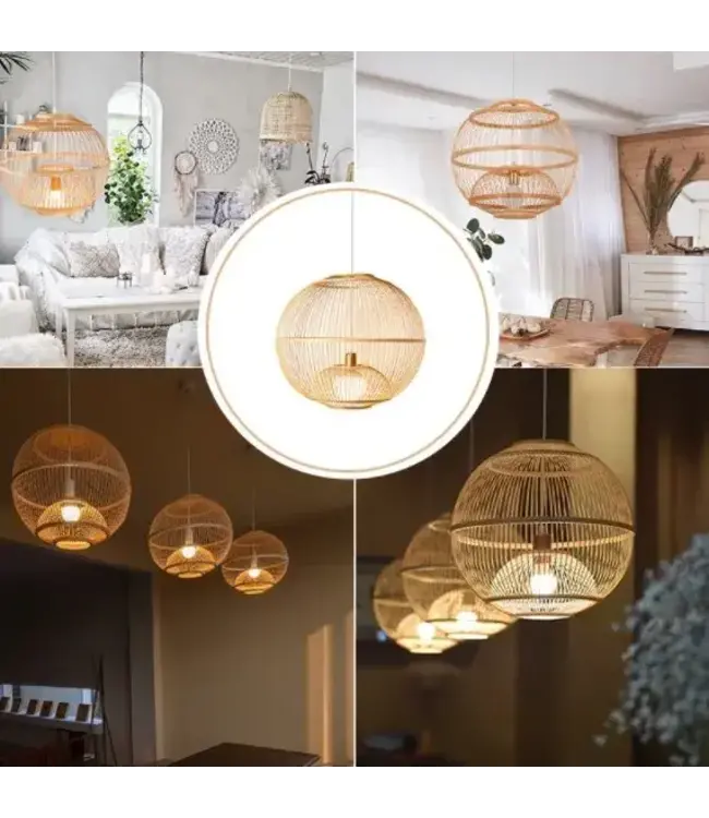 Bamboo Lampshade Pendant Light Handmade - Bailey D60xH54cm