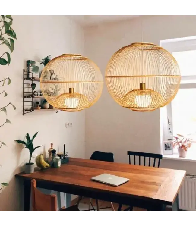 Bamboe Hanglamp Naturel Handgemaakt - Bailey D60xH54cm