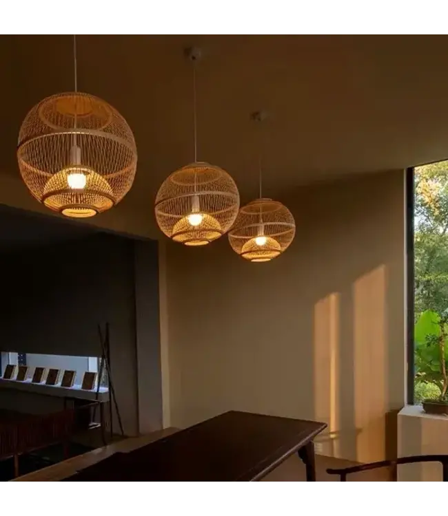 Bambus Hängelampe Pendelleuchte Handgefertigt - Bailey D60xH54cm