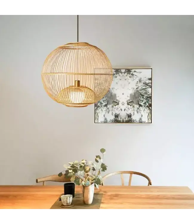 Bamboo Lampshade Pendant Light Handmade - Bailey D60xH54cm