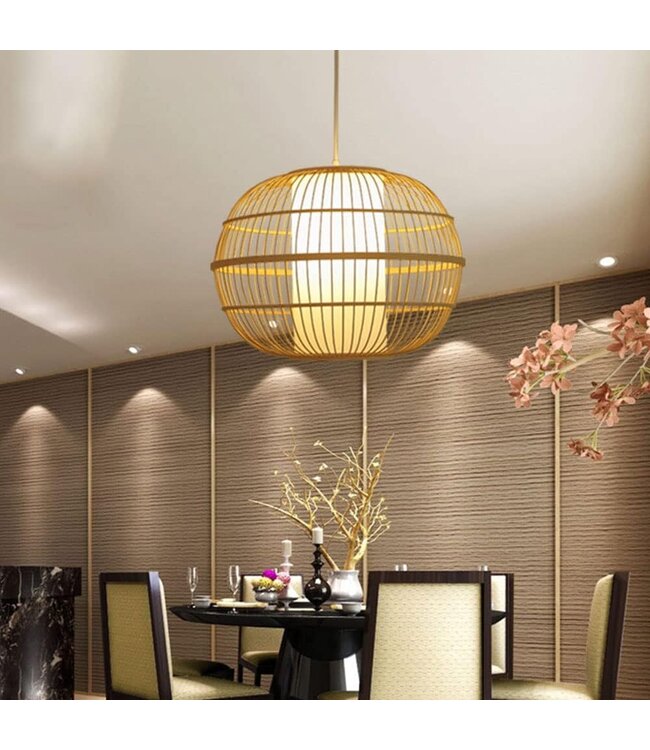 Bamboo Pendant Light Lampshade Handmade - Becca D46cm