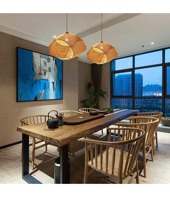 Lampada a Sospensione in Bambù Fatto a Mano - Vivienne D55xA23cm