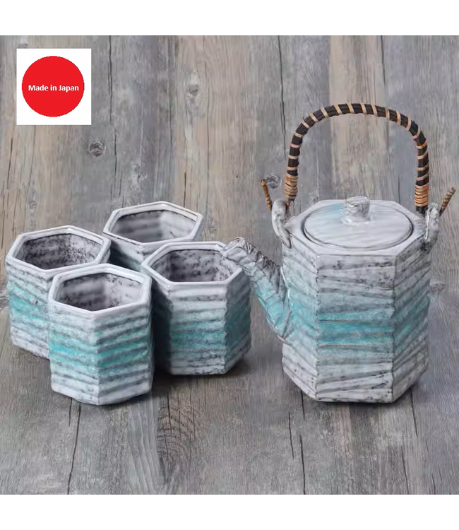 Japanese Tea Set/5 Blue Lagoon Handmade
