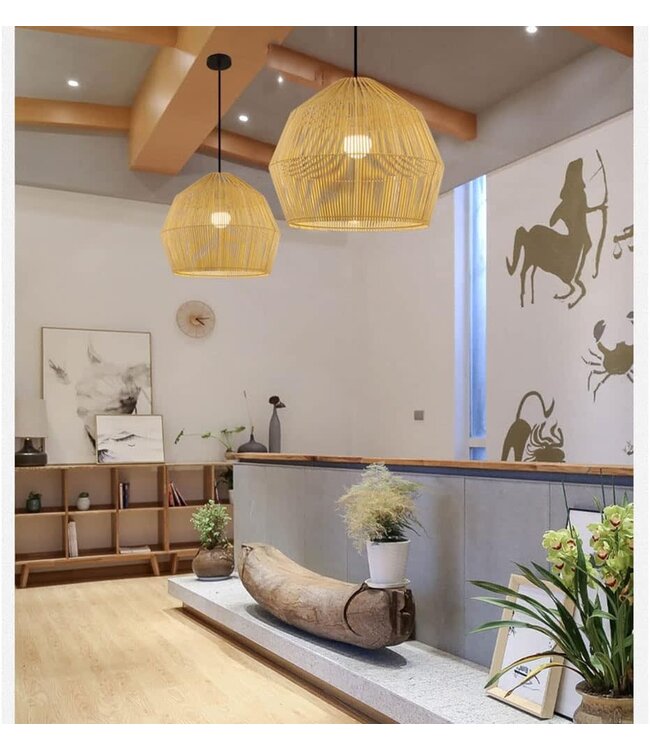 Bamboo Lampshade Pendant Light Handmade - Helene D62xH51cm