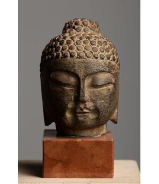 Fine Asianliving Boeddhahoofd Steen Handgesneden 15x25cm
