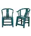 Antieke Chinese Stoelen met Armleuning Blauw High Gloss Set/2