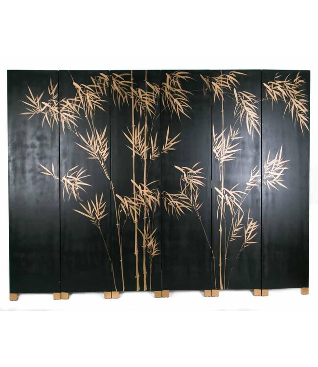 Chinese Room Divider 6 Panel Village Hand-Painted W246xH182.5cm