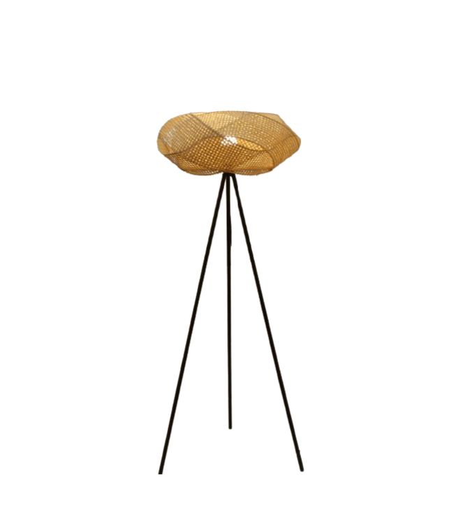 Lampada da Terra in Bamboo Webbing Fatta a Mano - Kaia D55xA160cm