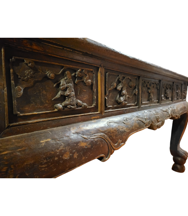19e Eeuw Antieke Chinese Sidetable Altaar Tafel Handgesneden B205xD38xH110cm