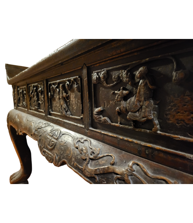 Table d'Autel Console Chinoise Antique 19e Siécle Sculpté à la Main L205xP38xH110cm