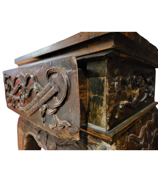 Mesa de Planta China Antigua  Siglo 19 Hecha a Mano An43xP44xAl98cm