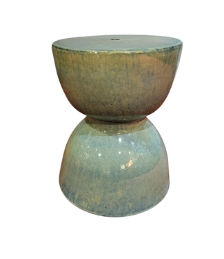 Fine Asianliving Keramik Hocker Grün Handgefertigt - Myrina D33xH46cm