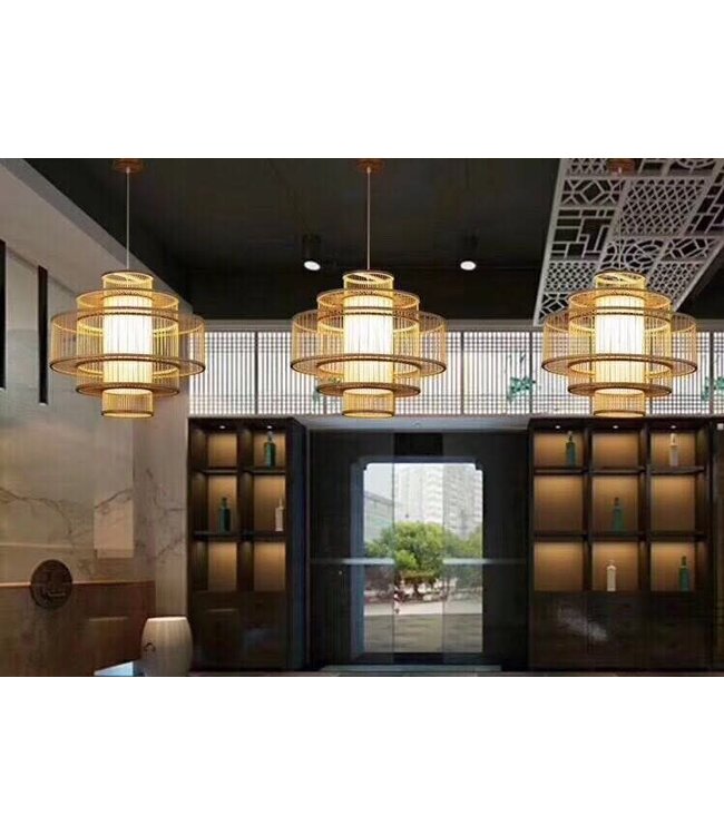 Bamboo Lampshade Pendant Light Handmade - Lena D50xH50cm