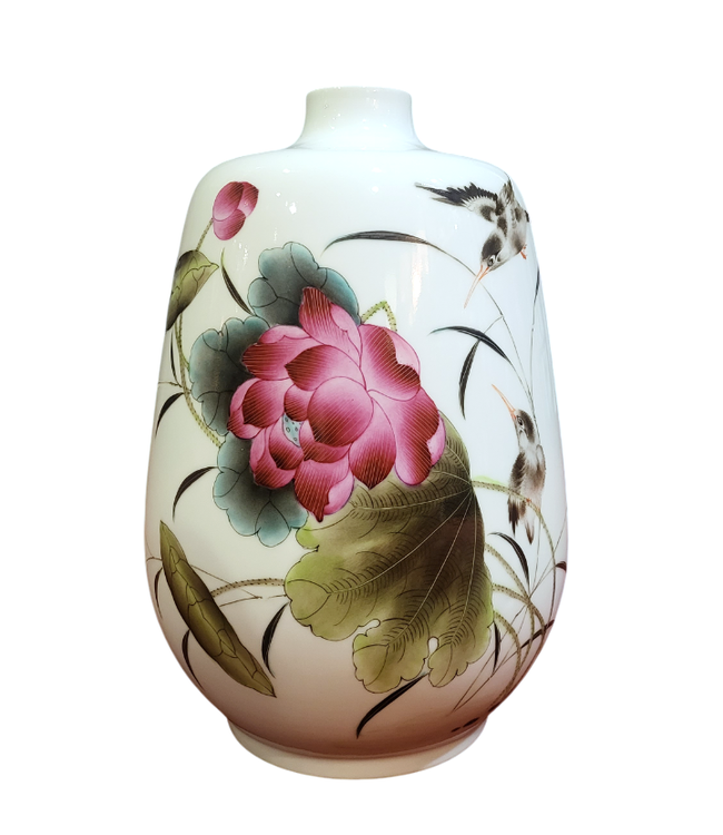 Jarrón Chino de Porcelana Loto D20xAl30cm