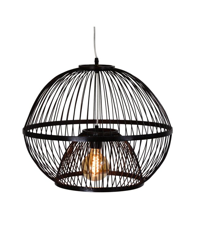 Bamboe Hanglamp Zwart Handgemaakt - Lucas D50xH40cm