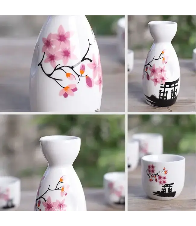 Juego de Sake en Caja de Regalo Templo japonés Sakura Hecho a Mano - Jinja Juego/5