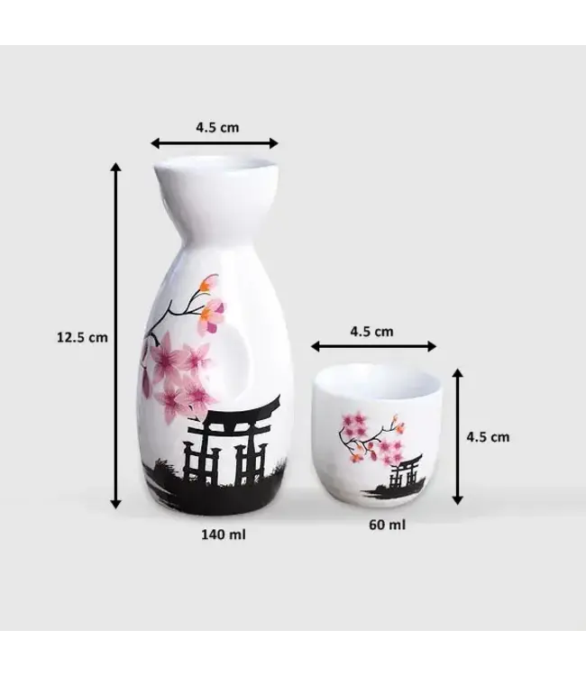 Sake Set in Confezione Regalo Tempio giapponese Sakura Fatto a Mano - Jinja Set/5