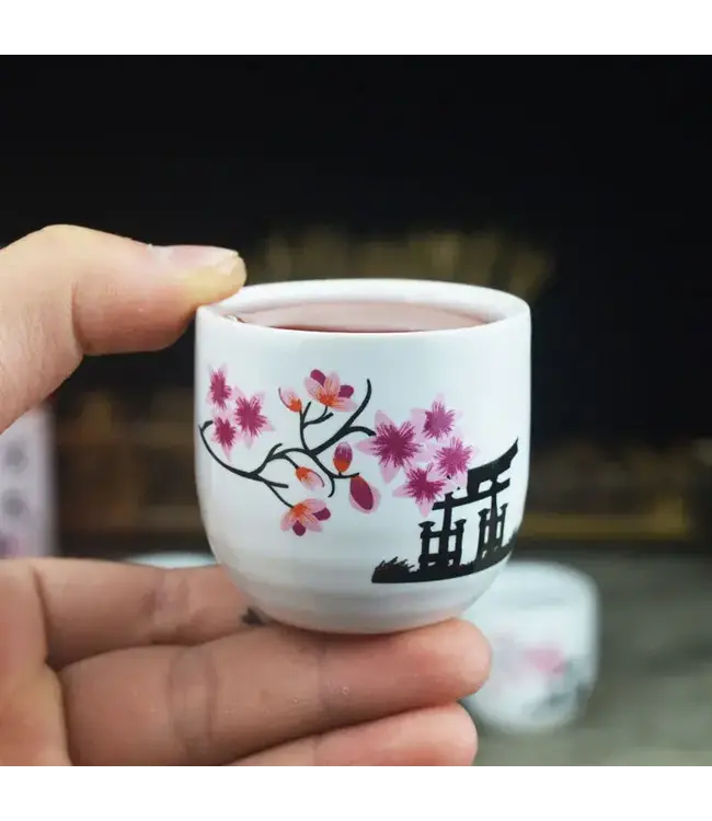 Sake Set Geschenkbox Japanischer Tempel Sakura Handgemacht - Jinja Set/5