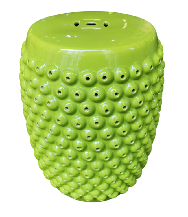 Sgabello in Ceramica Verde Dots Fatto a Mano D33xA46cm