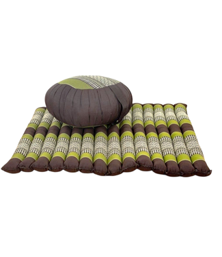 Fine Asianliving Complete Set: Meditationskissen Zafu 40x20cm, Meditationsmatte Zabuton 76x72cm Green