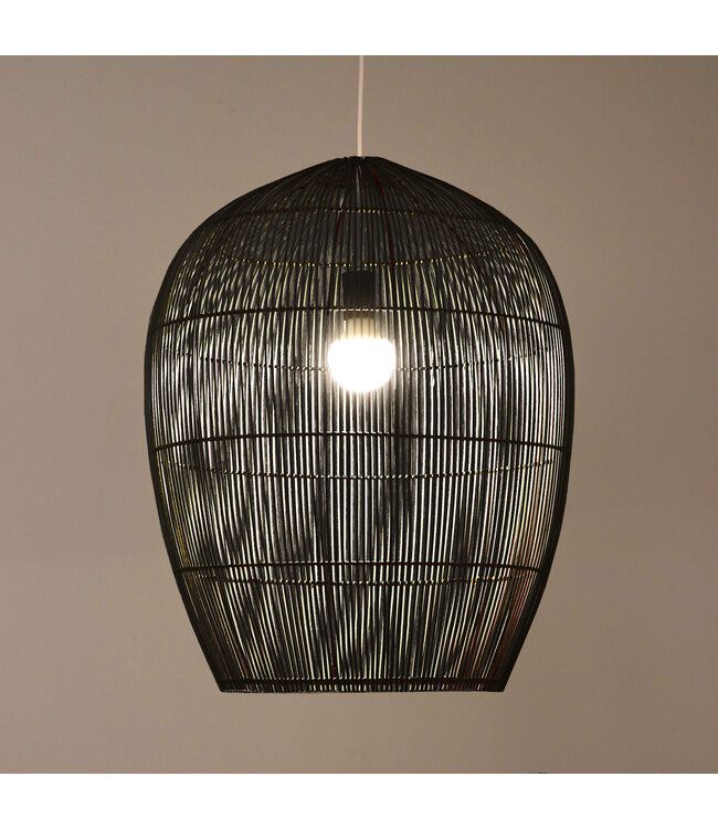 Lampada a Sospensione in Bambù Nera Fatta a Mano - Farrell D53.5xH67cm