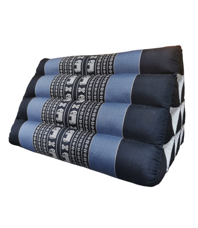 Coussin de Méditation Coussin Triangle Thai 50x30cm Noir Éléphants