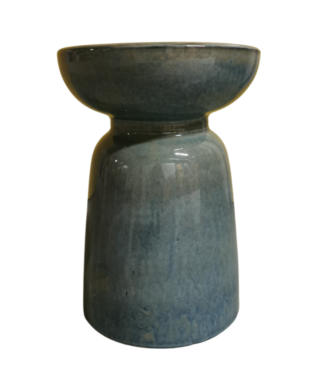 Sgabello in Ceramica Verde Blu Fatto a Mano - Gaia D33xA46cm