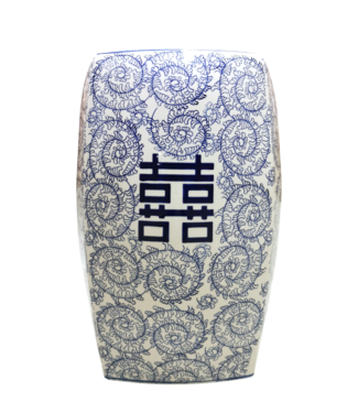 Fine Asianliving Keramische Kruk Blauw Wit Chinese Double Happiness D33xH45cm