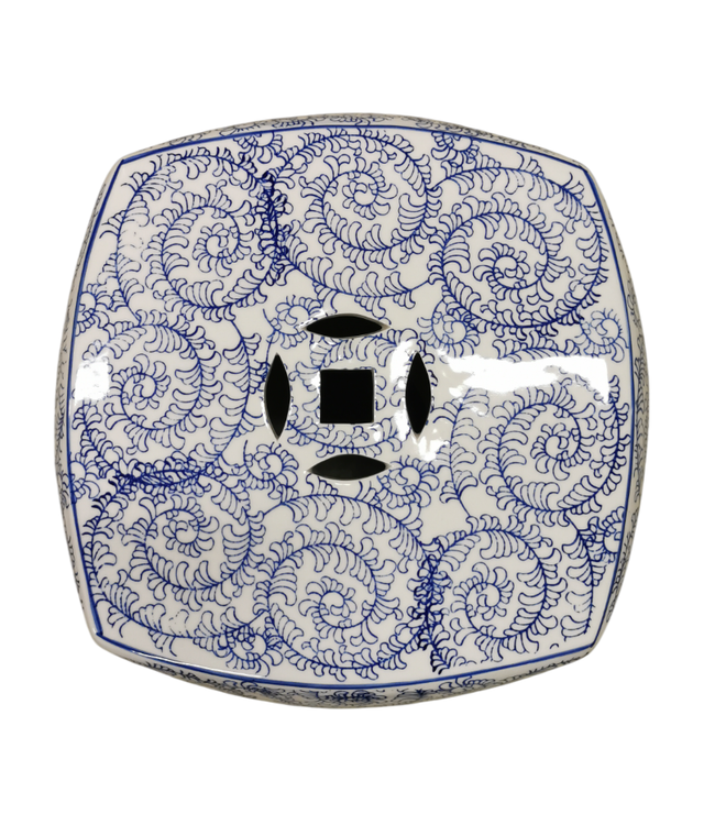 Keramische Kruk Blauw Wit Chinese Double Happiness D33xH45cm