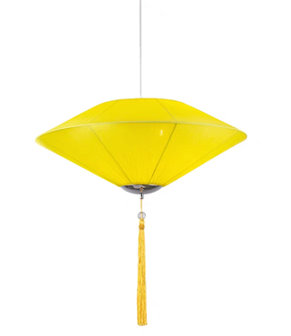 Fine Asianliving Chinese Lamp Yellow Silk D50xH30cm