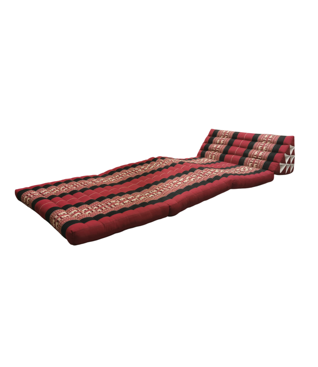 Colchón Tailandés de 3 Pliegues con Cojín Triangular Plegable 80x190x7cm XXXL Rojo Elefantes