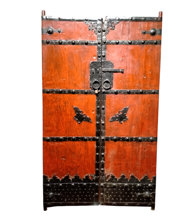 Antique Chinese Door Set/2 Red W120xH200cm