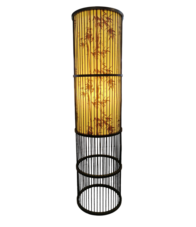 Lampadaire en Bambou Noir Fait Main - Sylvan D28xH100cm